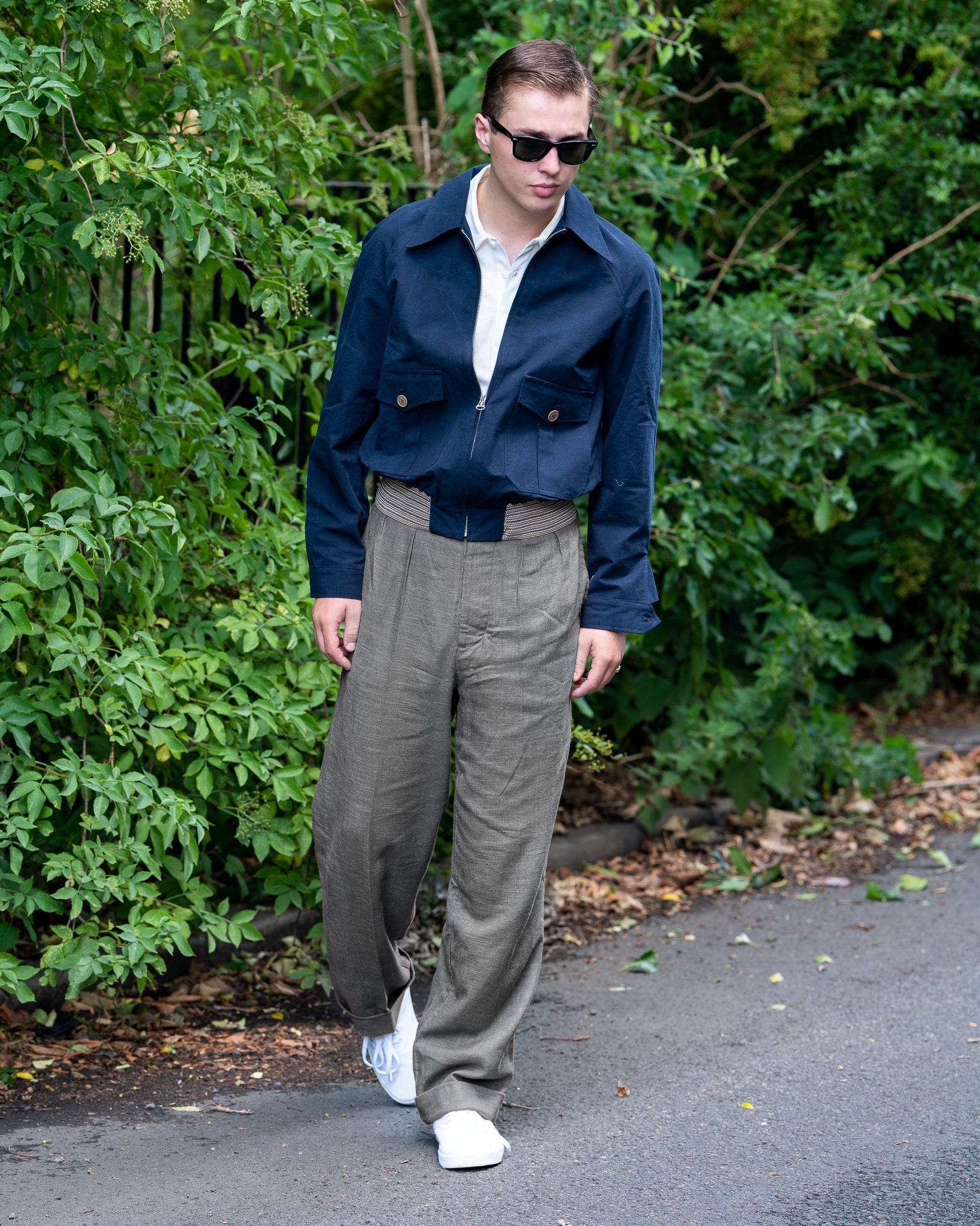 Grey Pleated Wide Leg Trousers