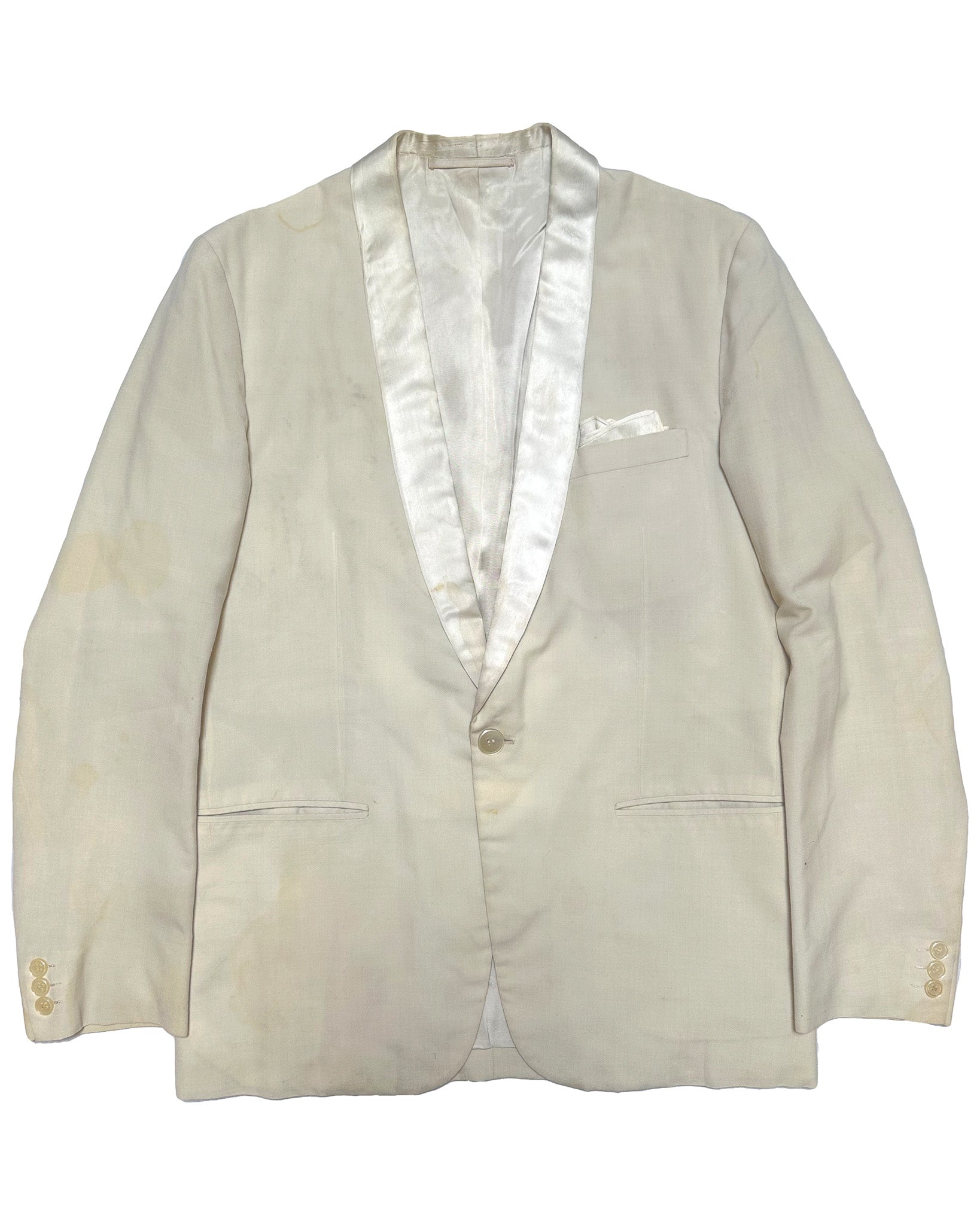 1950s/1960s Ivory Silk Dinner Jacket Singapore Size 38/40 SL17