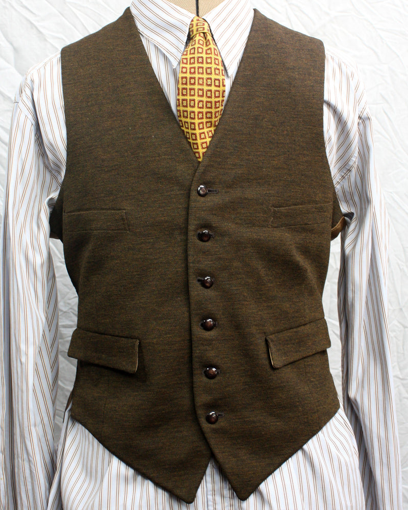 1930s British Brown Wool Waistcoat Size 42 SL52