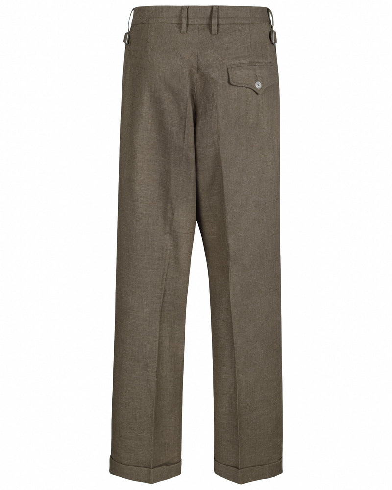 Grey Pleated Wide Leg Trousers