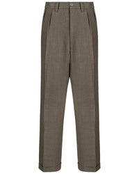 Grey Pleated Wide Leg Trousers