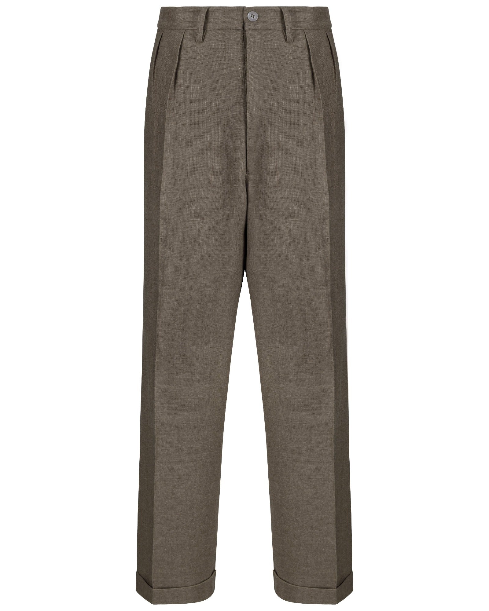 Grey Pleated Wide Leg Trousers