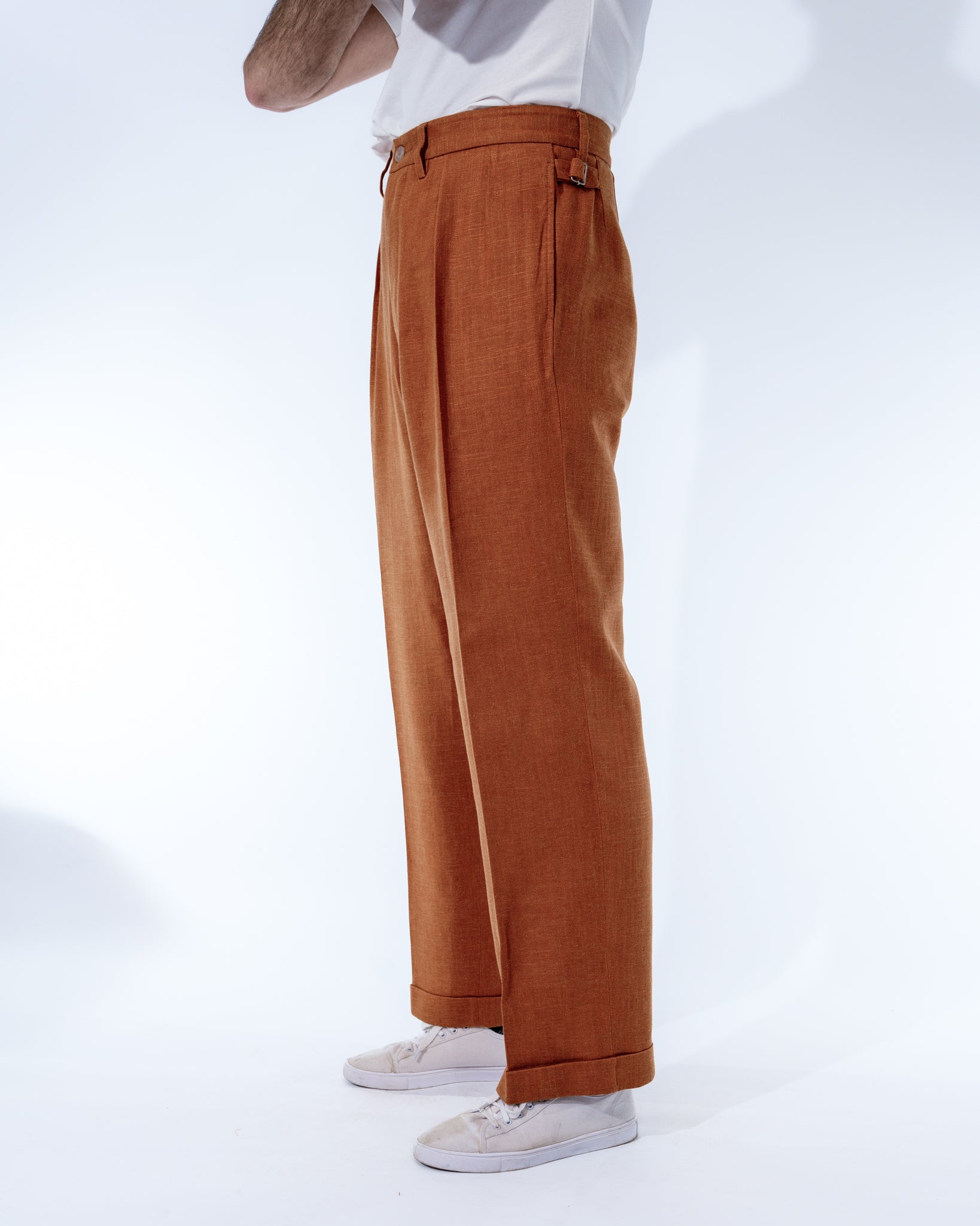 Slim Rust Wool-blend Cuffed Dress Pant | Express