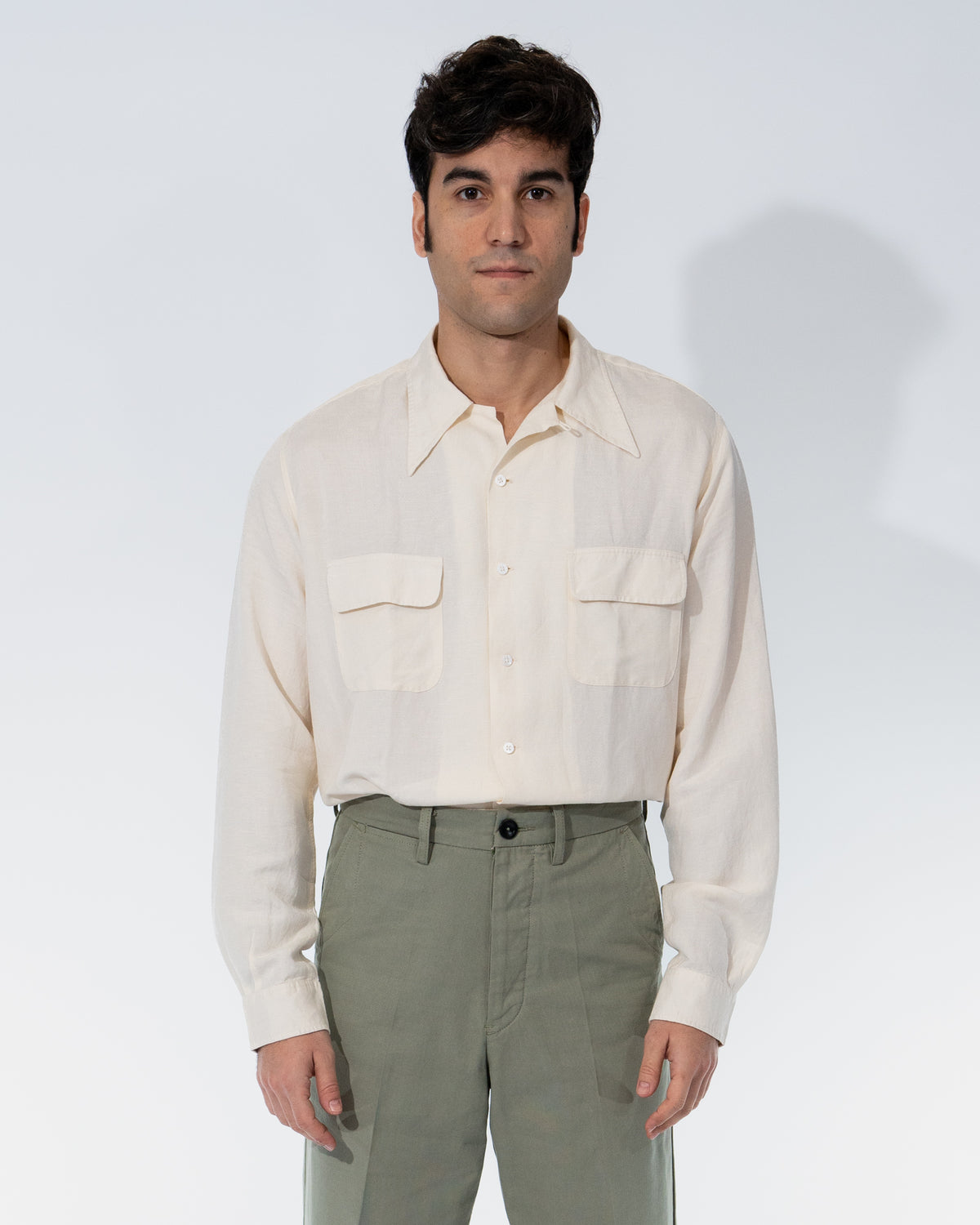 Linen-Rayon Camp Shirt